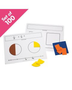Write-On/Wipe-Off Fractions Mats, set of 100 - Bulk Pricing