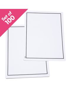 Write-On/Wipe-Off Blank Mats, set of 100 - Bulk Pricing