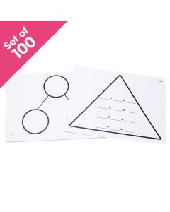 Write-On/Wipe-Off Fact Family Triangle Mats: Multiplication, set of 100 - Bulk Pricing