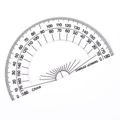 4" Protractor, Open Center - Clear Plastic, Set of 12
