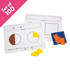 Write-On/Wipe-Off Fractions Mats, set of 100 - Bulk Pricing