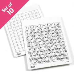 Write-On/Wipe-Off 120 Number Mats, set of 10