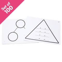 Write-On/Wipe-Off Fact Family Triangle Mats: Multiplication, set of 100 - Bulk Pricing