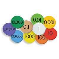 10-Value Decimals to Whole Numbers Place Value Discs Set
